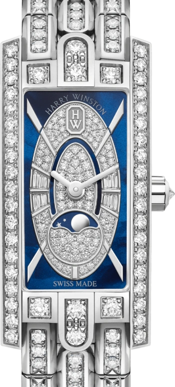 Harry Winston,The Avenue 15.6x32.3mm,15.6x32.3mm,Gold,White Gold,Blue,Quartz,In-house Caliber,Mother of Pearl,AVCQMP16WW009