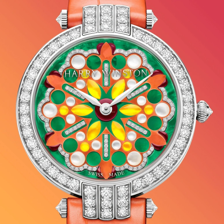 Harry Winston,The Premier 36mm,36mm,Gold,White Gold,Orange,Automatic,In-house Caliber,Mother of Pearl,PRNAHM36WW031