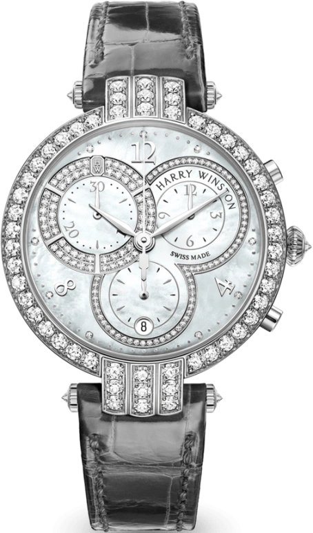 Harry Winston,The Premier 40mm,40mm,Gold,White Gold,Light,Blue,Quartz,In-house Caliber,Mother of Pearl,PRNQCH40WW001