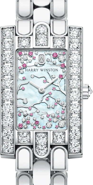 Harry Winston,The Avenue 21.4x36.1mm,21.4x36.1mm,Gold,White Gold,Blue,Green,Quartz,In-house Caliber,Mother of Pearl,AVEQHM21WW287