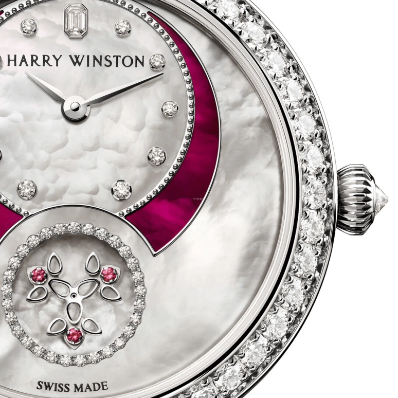 Harry Winston,The Premier 36mm,36mm,Gold,White Gold,Burgundy,White,Automatic,In-house Caliber,Mother of Pearl,PRNASS36WW003