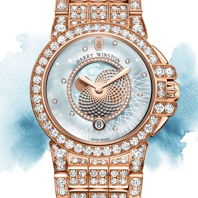 Harry Winston,The Ocean 36mm,36mm,Rose Gold,Gold,Blue,Quartz,In-house Caliber,Mother of Pearl,OCEQMP36RR031