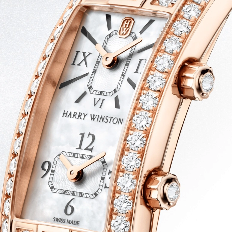 Harry Winston,The Avenue 19x39.5mm,19x39.5mm,Rose Gold,Gold,White,Quartz,In-house Caliber,Mother of Pearl,AVCQTZ19RR003