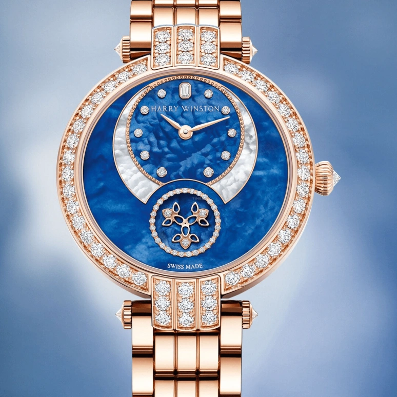 Harry Winston,The Premier 36mm,36mm,Rose Gold,Gold,White,Blue,Automatic,In-house Caliber,Mother of Pearl,PRNASS36RR002