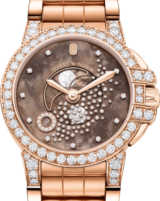 Harry Winston,The Ocean 36mm,36mm,Rose Gold,Gold,Brown,Quartz,In-house Caliber,Mother of Pearl,OCEQMP36RR034