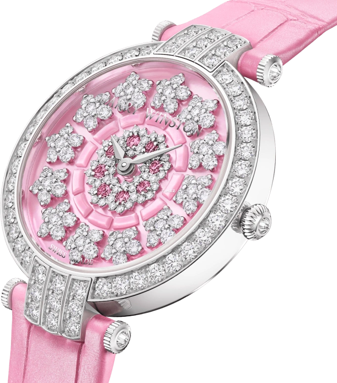 Harry Winston,The Premier 36mm,36mm,White Gold,Pink,Automatic,In-house Caliber,Sapphire,PRNAHM36WW048