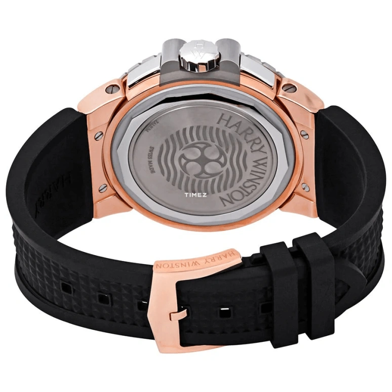 Harry Winston,The Ocean 44mm,44mm,Rose Gold,Zalium,Black,Silver,Automatic,Chronograph,Day,OCEACH44RZ005