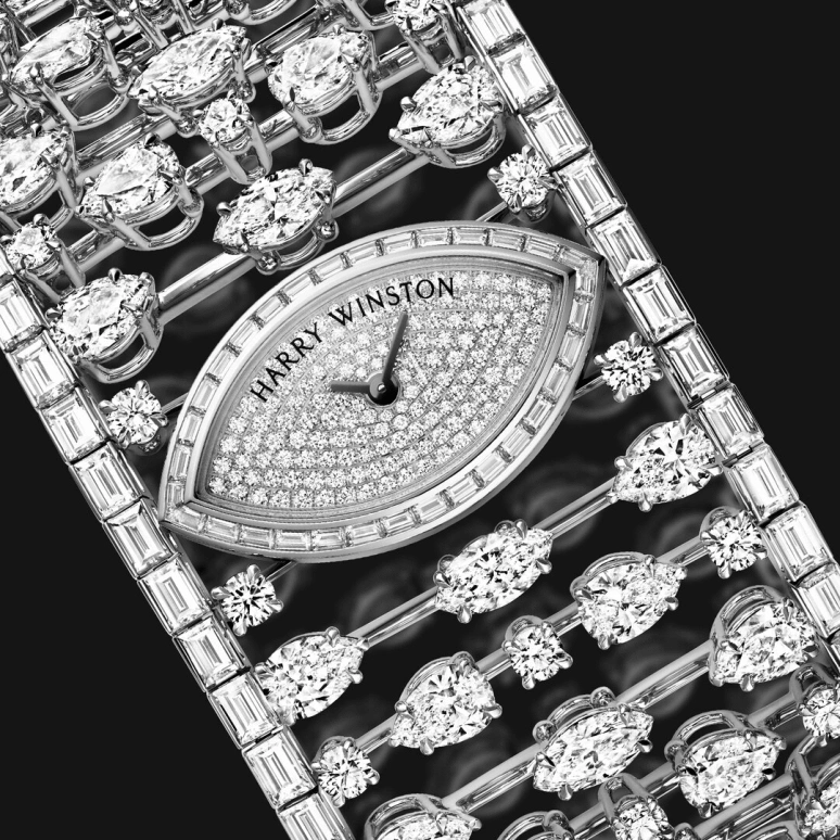 Harry Winston,High Jewelry Timepieces 30x17mm,30x17mm,Platinum,Quartz,In-house Caliber,Closed,HJTQHM30PP006