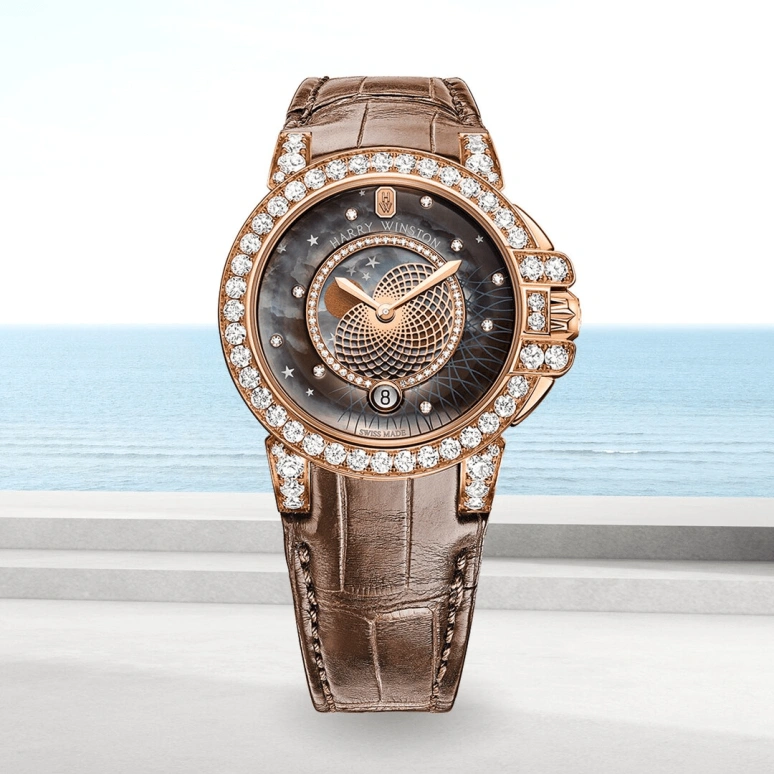 Harry Winston,The Ocean 36mm,36mm,Rose Gold,Gold,Black,Quartz,In-house Caliber,Mother of Pearl,OCEQMP36RR026