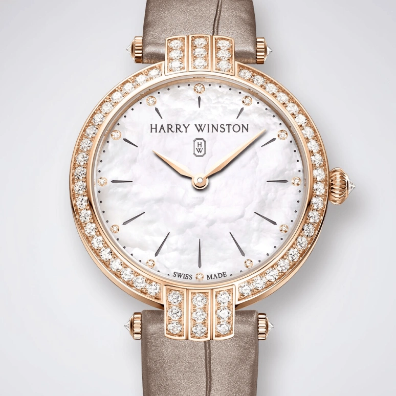 Harry Winston,The Premier 31mm,31mm,Rose Gold,Gold,White,Quartz,In-house Caliber,Mother of Pearl,PRNQHM31RR001