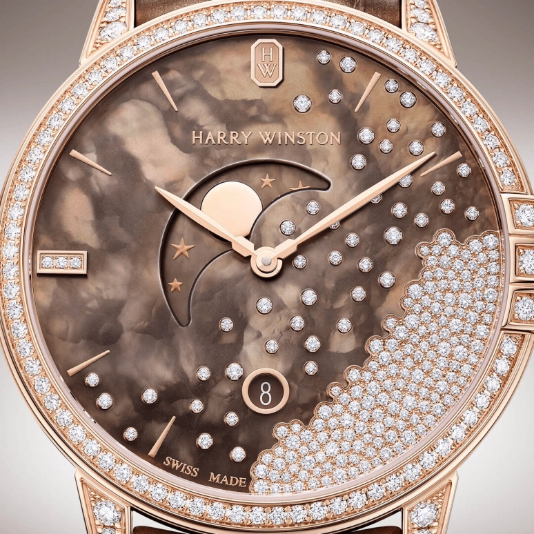 Harry Winston,Midnight 39mm,39mm,Rose Gold,Gold,Chocolate,Brown,Quartz,In-house Caliber,Mother of Pearl,MIDQMP39RR004