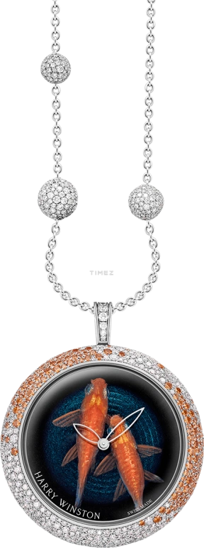 Harry Winston,High Jewelry Timepieces 38mm,38mm,White Gold,Blue,Orange,Quartz,In-house Caliber,Round,HJTQHM38WW007