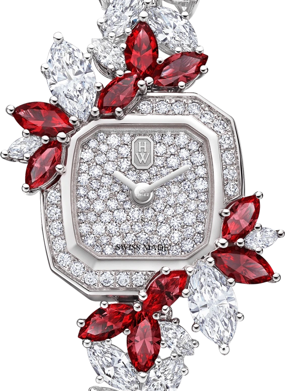 Harry Winston,High Jewelry Timepieces 17.50x17.50mm,17.50x17.50mm,Platinum,Silver,Quartz,In-house Caliber,Square,HJTQHM18PP019