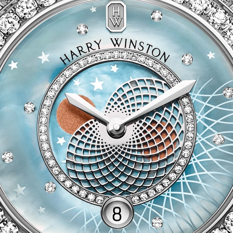 Harry Winston,The Ocean 36mm,36mm,Gold,White Gold,Blue,Quartz,In-house Caliber,Mother of Pearl,OCEQMP36WW025