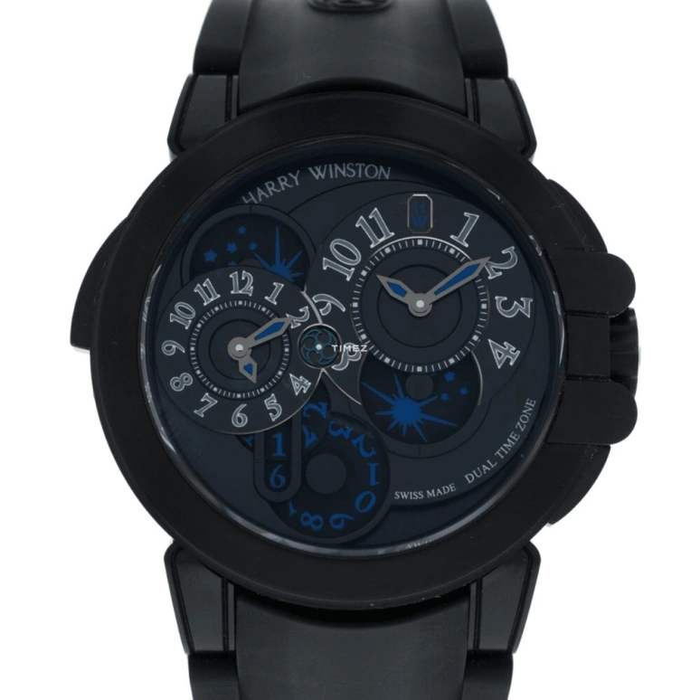 Harry Winston,The Ocean 44mm,44mm,Zalium,Black,Blue,Automatic,Power Reserve Indicator,Dule Time,Day / Night Indication,OCEATZ44ZZ007