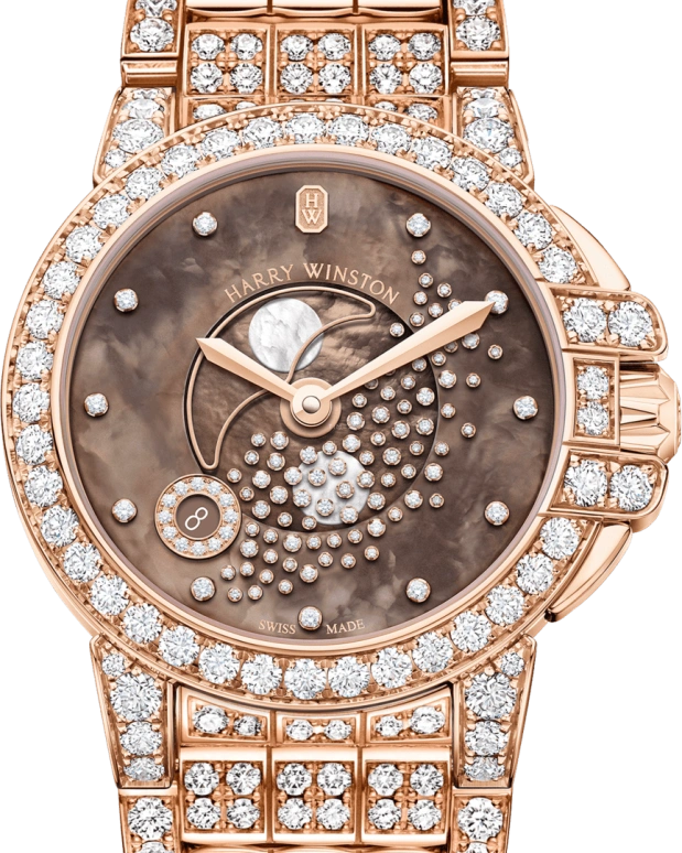 Harry Winston,The Ocean 36mm,36mm,Rose Gold,Gold,Brown,Quartz,In-house Caliber,Mother of Pearl,OCEQMP36RR035