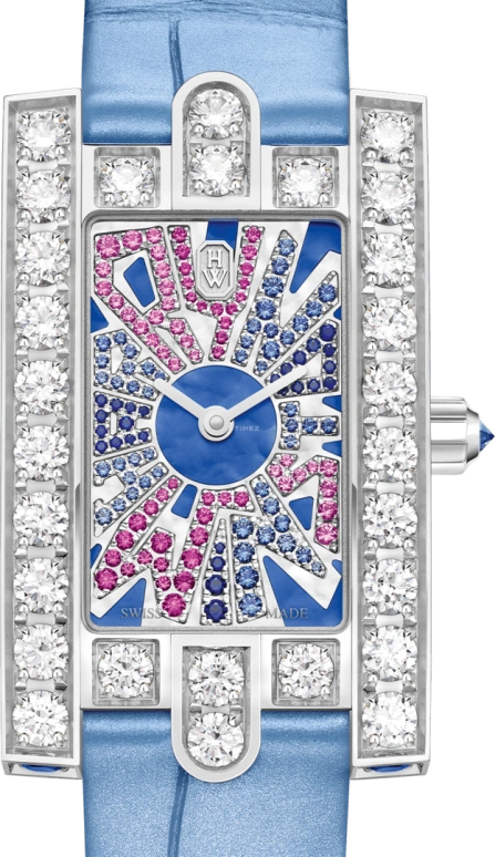 Harry Winston,The Avenue 21.4x36.1mm,21.4x36.1mm,Gold,White Gold,White,Blue,Quartz,In-house Caliber,Mother of Pearl,AVEQHM21WW297