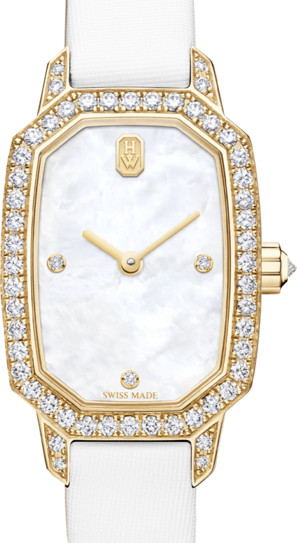 Harry Winston,Emerald 17.7x24mm,17.7x24mm,Yellow Gold,Gold,White,Quartz,In-house Caliber,Mother of Pearl,EMEQHM18YY005
