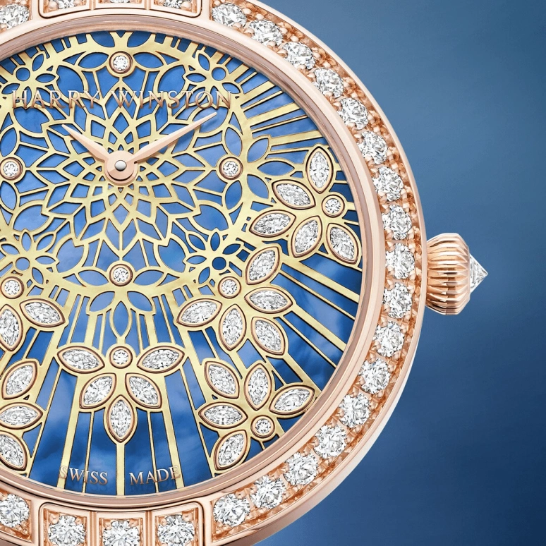 Harry Winston,The Premier 36mm,36mm,Rose Gold,Gold,Blue,Automatic,In-house Caliber,Mother of Pearl,PRNAHM36RR020