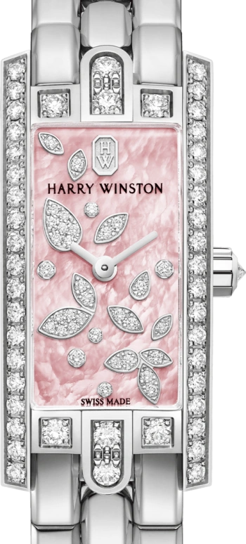 Harry Winston,The Avenue 15.6x32.3mm,15.6x32.3mm,Gold,White Gold,Pink,Quartz,In-house Caliber,Mother of Pearl,AVCQHM16WW056