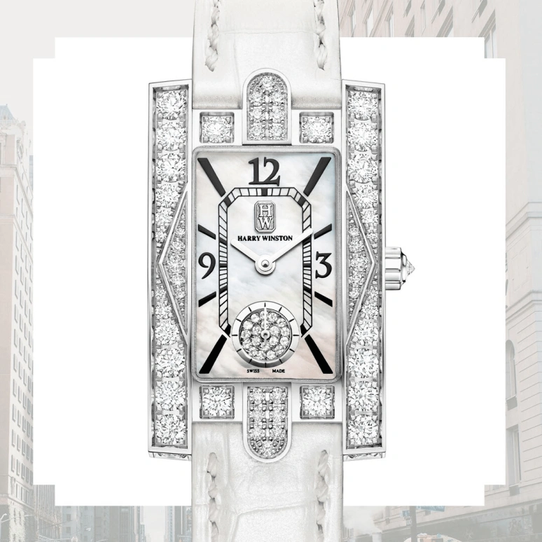 Harry Winston,The Avenue 21.4x36.1mm,21.4x36.1mm,Gold,White Gold,White,Quartz,In-house Caliber,Mother of Pearl,AVEQHM21WW231