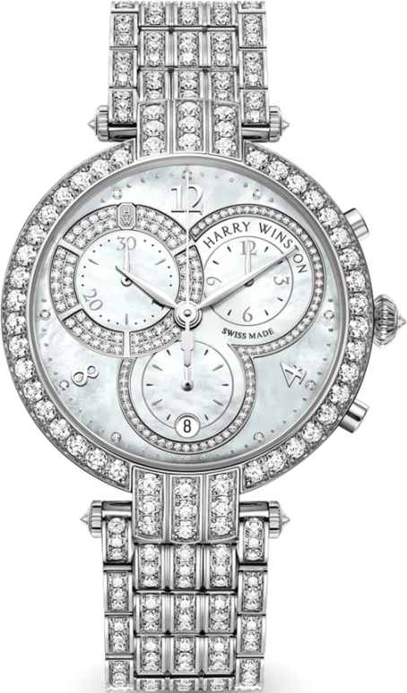 Harry Winston,The Premier 40mm,40mm,Gold,White Gold,Light,Blue,Quartz,In-house Caliber,Mother of Pearl,PRNQCH40WW003