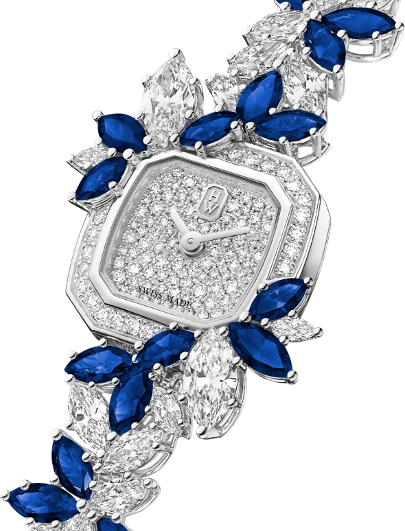 Harry Winston,High Jewelry Timepieces 17.50x17.50mm,17.50x17.50mm,Platinum,Silver,Quartz,In-house Caliber,Square,HJTQHM18PP021