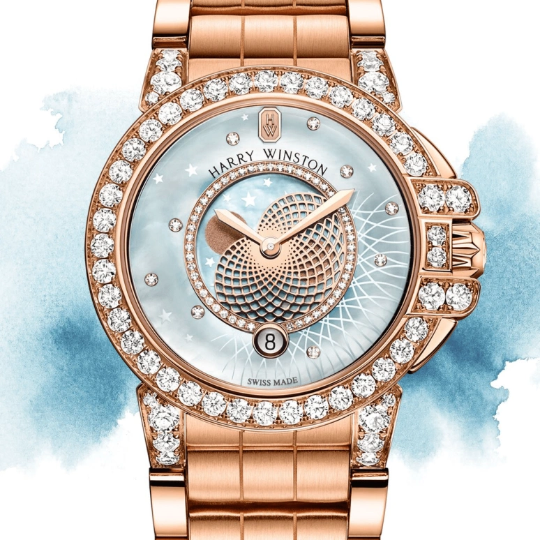 Harry Winston,The Ocean 36mm,36mm,Rose Gold,Gold,Blue,Quartz,In-house Caliber,Mother of Pearl,OCEQMP36RR030