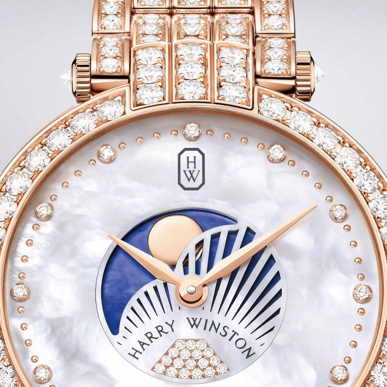 Harry Winston,The Premier 36mm,36mm,Rose Gold,Gold,White,Quartz,In-house Caliber,Mother of Pearl,PRNQMP36RR004