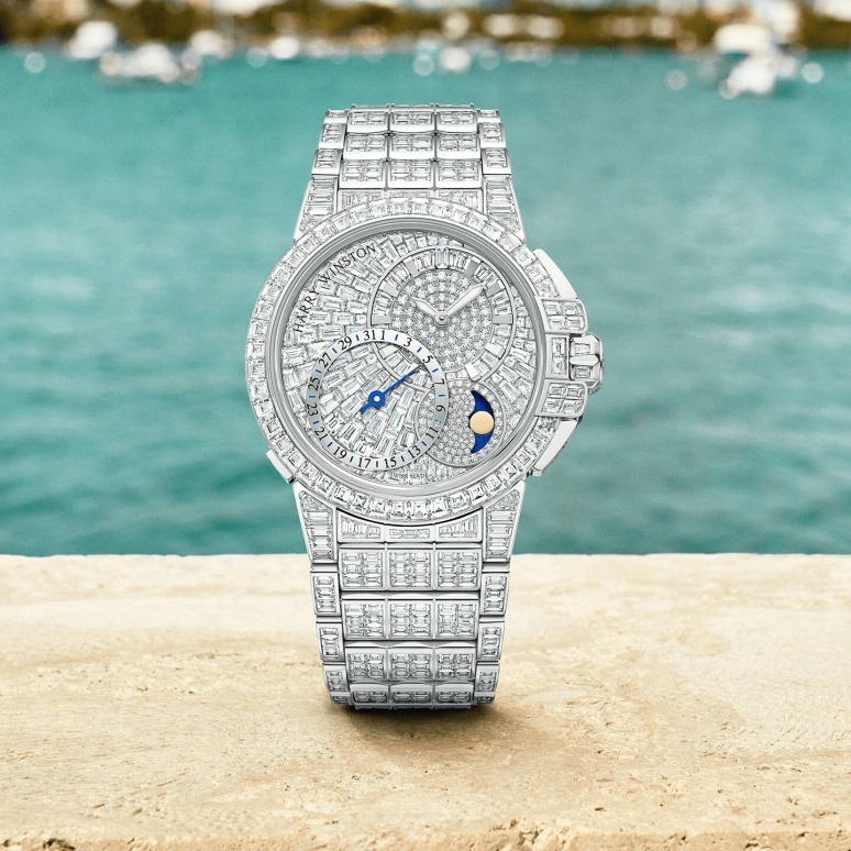 Harry Winston,The Ocean 42.20mm,42.20mm,White Gold,Silver,Automatic,Moonphase,Day,OCEAMP42WW003