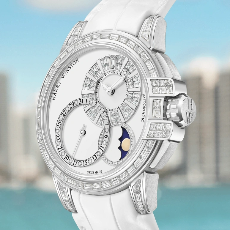 Harry Winston,The Ocean 42.20mm,42.20mm,White Gold,White,Automatic,Moonphase,Day,OCEAMP42WW004