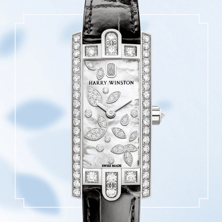 Harry Winston,The Avenue 15.6x32.3mm,15.6x32.3mm,Gold,White Gold,White,Quartz,In-house Caliber,Mother of Pearl,AVCQHM16WW049