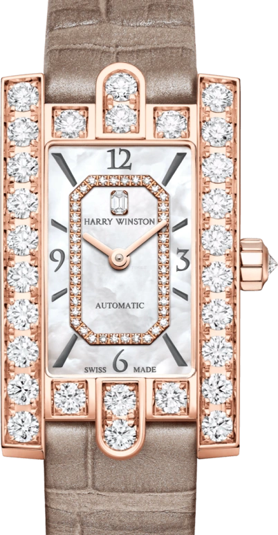 Harry Winston,The Avenue 21.4x36.1mm,21.4x36.1mm,Rose Gold,Gold,White,Automatic,In-house Caliber,Mother of Pearl,AVEAHM21RR001