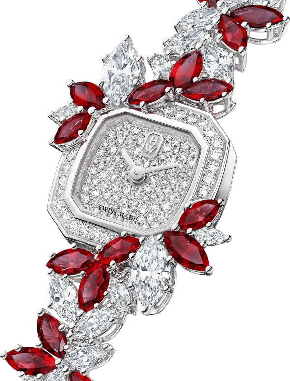 Harry Winston,High Jewelry Timepieces 17.50x17.50mm,17.50x17.50mm,Platinum,Silver,Quartz,In-house Caliber,Square,HJTQHM18PP019