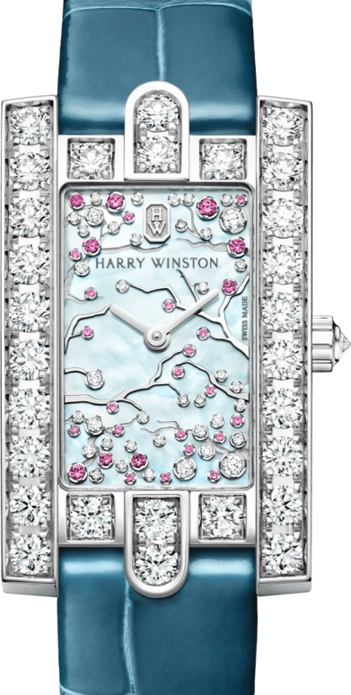 Harry Winston,The Avenue 21.4x36.1mm,21.4x36.1mm,Gold,White Gold,Blue,Green,Quartz,In-house Caliber,Mother of Pearl,AVEQHM21WW286