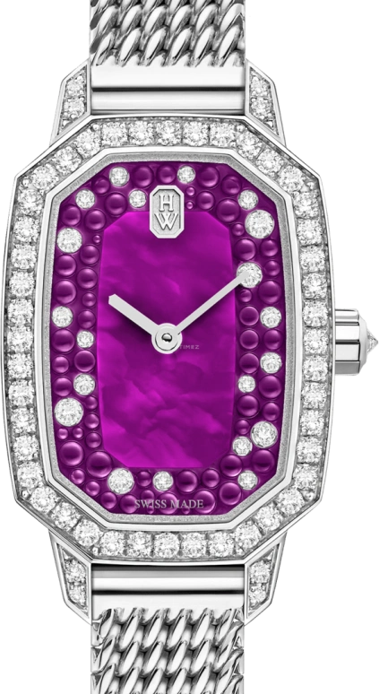 Harry Winston,Emerald 17.7x24mm,17.7x24mm,Gold,White Gold,Violet,Quartz,In-house Caliber,Mother of Pearl,EMEQHM18WW024