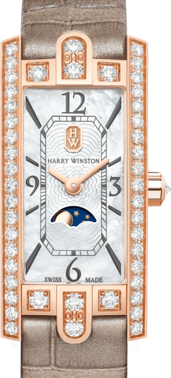 Harry Winston,The Avenue 15.6x32.3mm,15.6x32.3mm,Rose Gold,Gold,White,Quartz,In-house Caliber,Mother of Pearl,AVCQMP16RR001