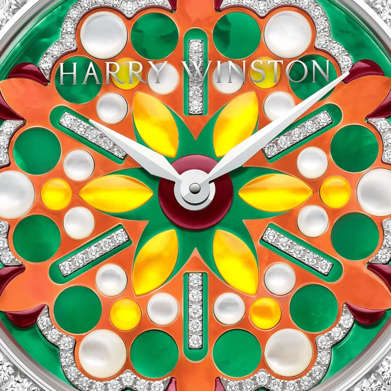 Harry Winston,The Premier 36mm,36mm,Gold,White Gold,Orange,Automatic,In-house Caliber,Mother of Pearl,PRNAHM36WW031