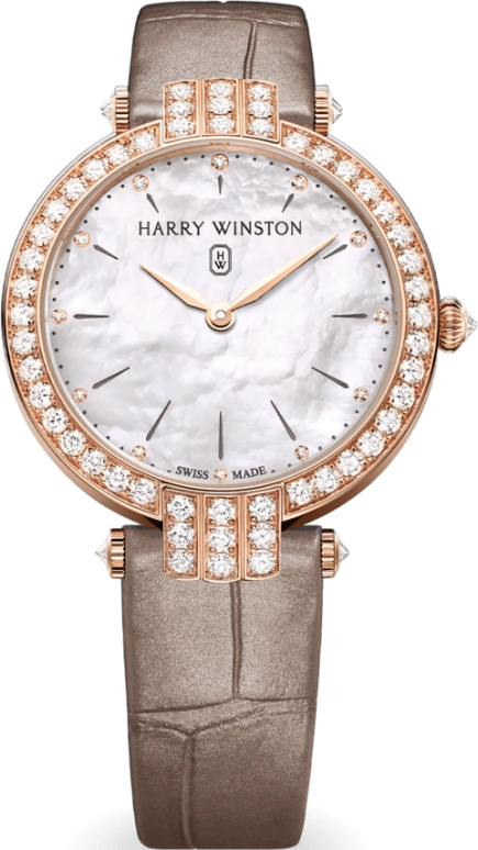 Harry Winston,The Premier 36mm,36mm,Rose Gold,Gold,White,Quartz,In-house Caliber,Mother of Pearl,PRNQHM36RR008