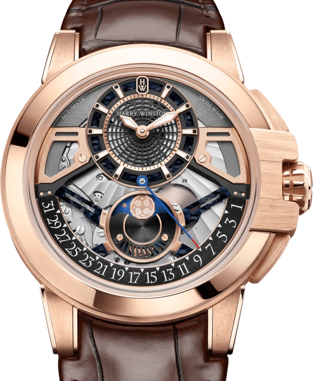 Harry Winston,The Ocean 42.2mm,42.2mm,Rose Gold,Gold,Automatic,In-house Caliber,Open,OCEAMP42RR001