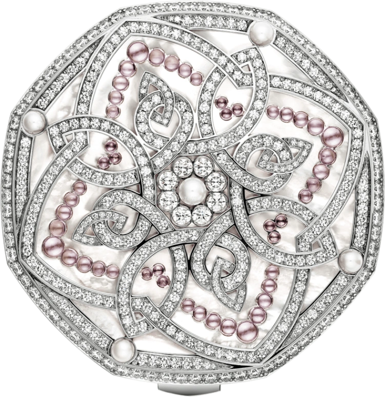 Harry Winston,High Jewelry Timepieces 63mm,63mm,Gold,White Gold,White,Quartz,In-house Caliber,Mother of Pearl,HJTQHM63WW001