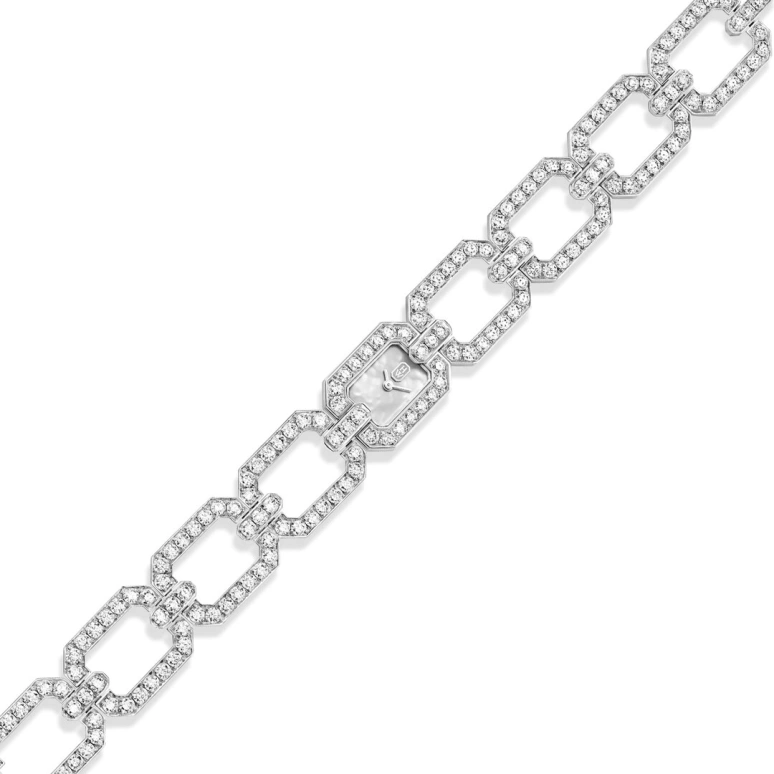 Harry Winston,High Jewelry Timepieces 16.5x20.4mm,16.5x20.4mm,Platinum,White,Quartz,In-house Caliber,Mother of Pearl,HJTQHM16PP001