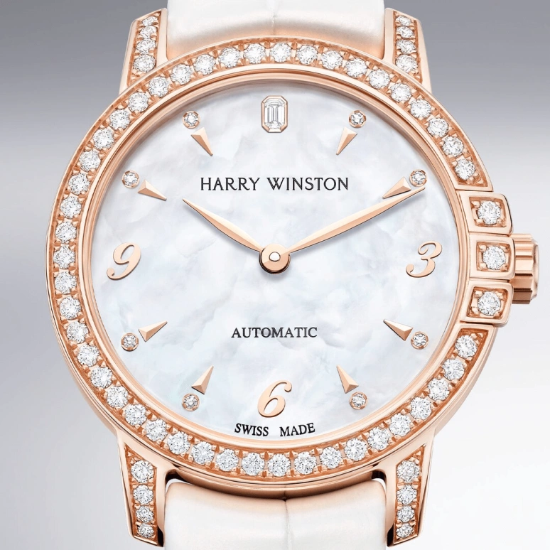 Harry Winston,Midnight 29mm,29mm,Rose Gold,Gold,White,Automatic,In-house Caliber,Mother of Pearl,MIDAHM29RR001