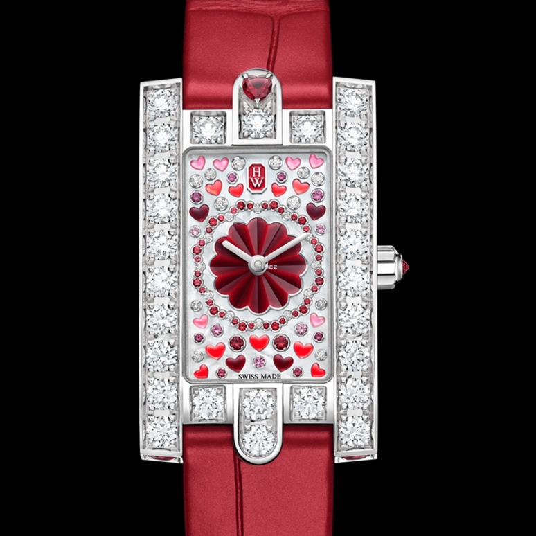 Harry Winston,The Avenue 21.40x36.10mm,21.40x36.10mm,White Gold,Silver White,Quartz,Sapphire,Hardlex,Rectangular,AVEQHM21WW299