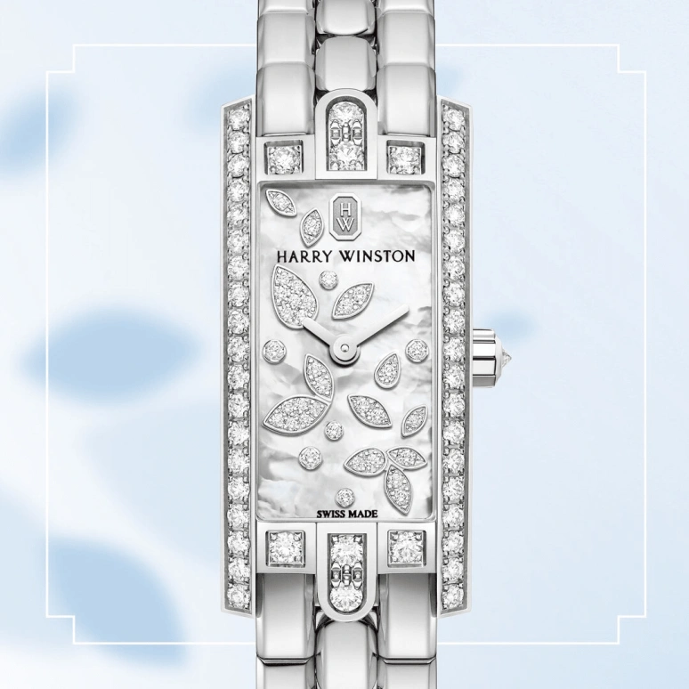 Harry Winston,The Avenue 15.6x32.3mm,15.6x32.3mm,Gold,White Gold,White,Quartz,In-house Caliber,Mother of Pearl,AVCQHM16WW050
