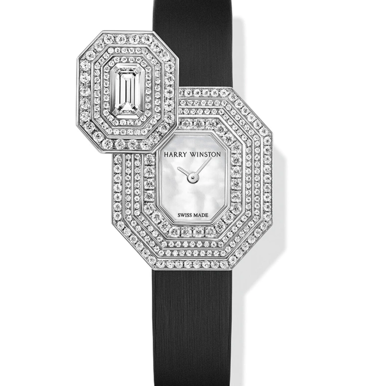 Harry Winston,High Jewelry Timepieces 24x27mm,24x27mm,Gold,White Gold,White,Quartz,In-house Caliber,Mother of Pearl,HJTQHM24WW005