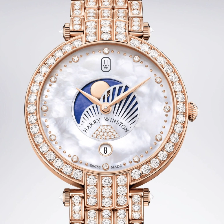 Harry Winston,The Premier 36mm,36mm,Rose Gold,Gold,White,Quartz,In-house Caliber,Mother of Pearl,PRNQMP36RR004