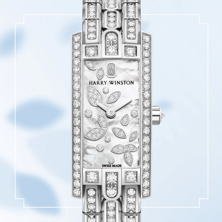 Harry Winston,The Avenue 15.6x32.3mm,15.6x32.3mm,Gold,White Gold,White,Quartz,In-house Caliber,Mother of Pearl,AVCQHM16WW051