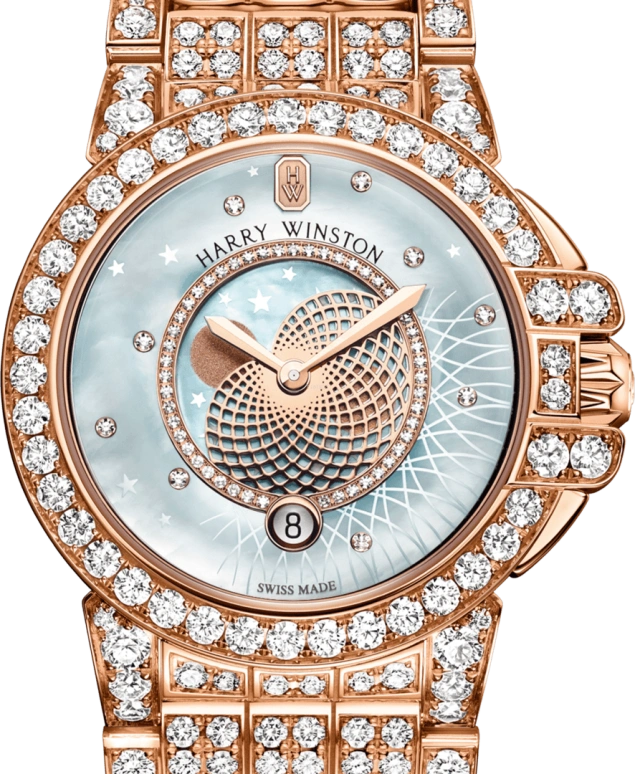 Harry Winston,The Ocean 36mm,36mm,Rose Gold,Gold,Blue,Quartz,In-house Caliber,Mother of Pearl,OCEQMP36RR031
