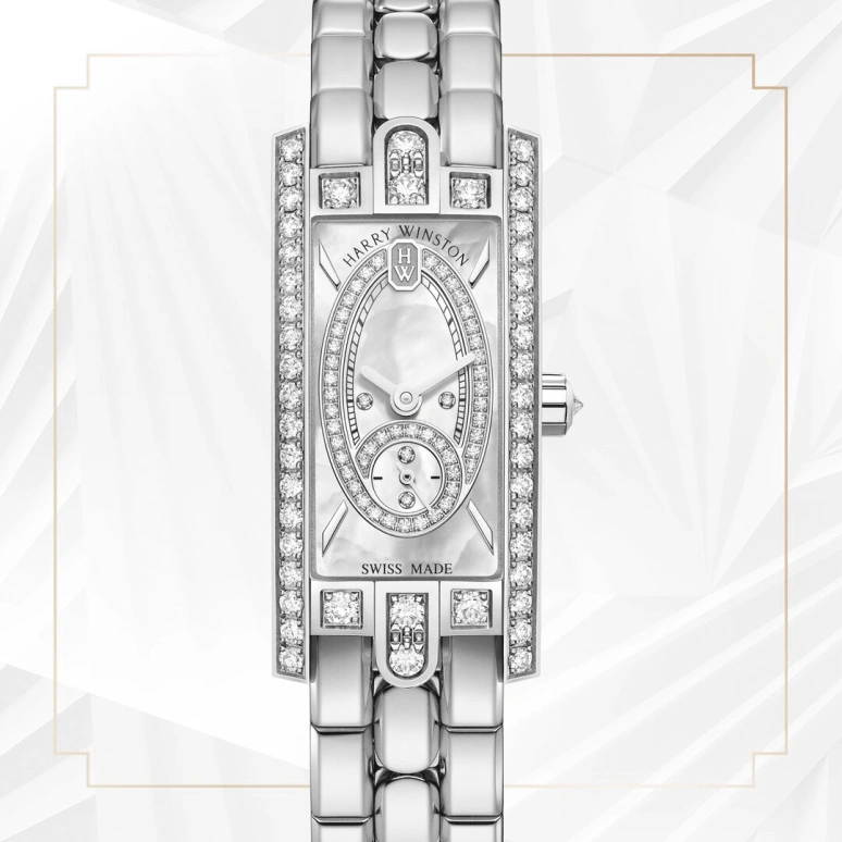 Harry Winston,The Avenue 15.6x32.3mm,15.6x32.3mm,Gold,White Gold,White,Quartz,In-house Caliber,Mother of Pearl,AVCQSS16WW002